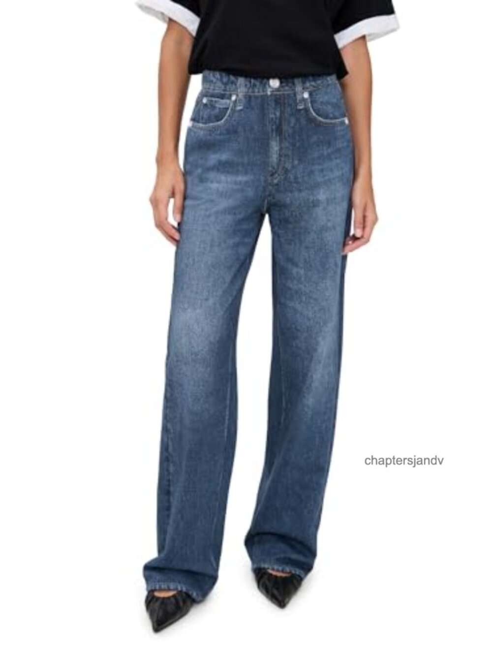 Wide Leg Terry Sweatpants with Denim Print, Mid Rise, Pull On, Pockets
